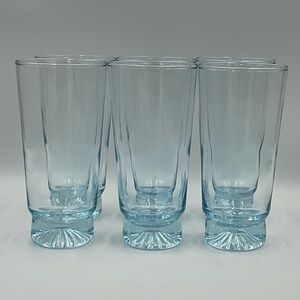 Vintage Duz Crystal Star Sapphire Blue Tumblers Set of 6
